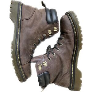 Dr. Martens Faora Brown Leather Ankle Boots Womens Size 9 EUR 41 Lace up Combat